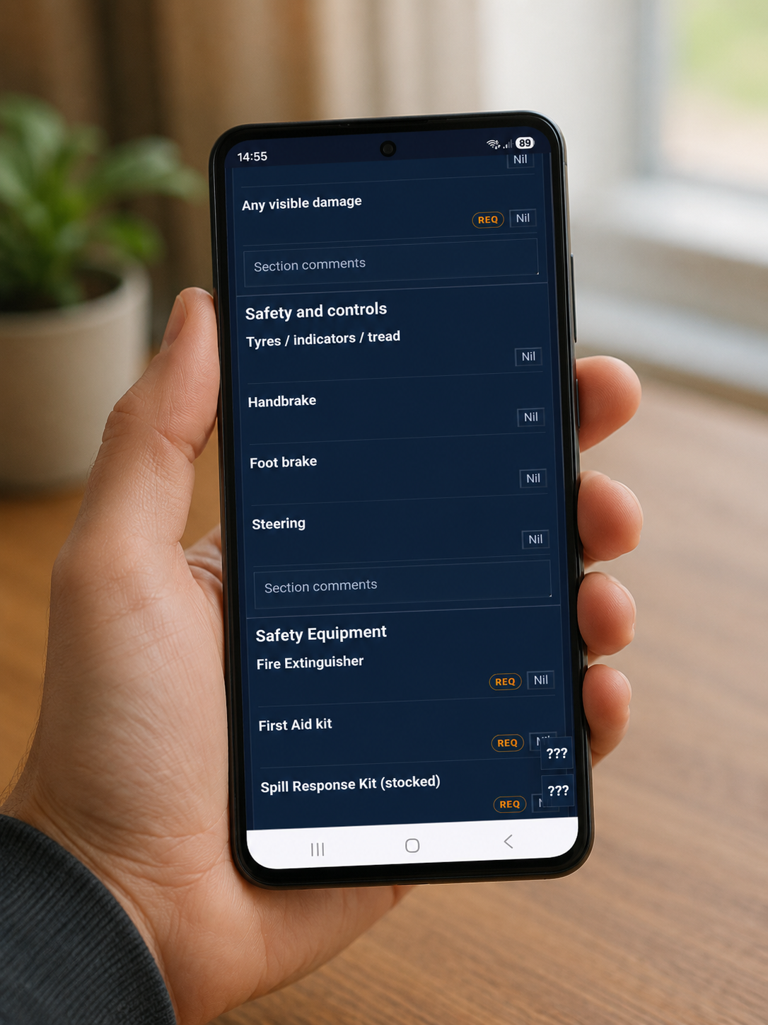 CheckSpaces mobile checklist screen